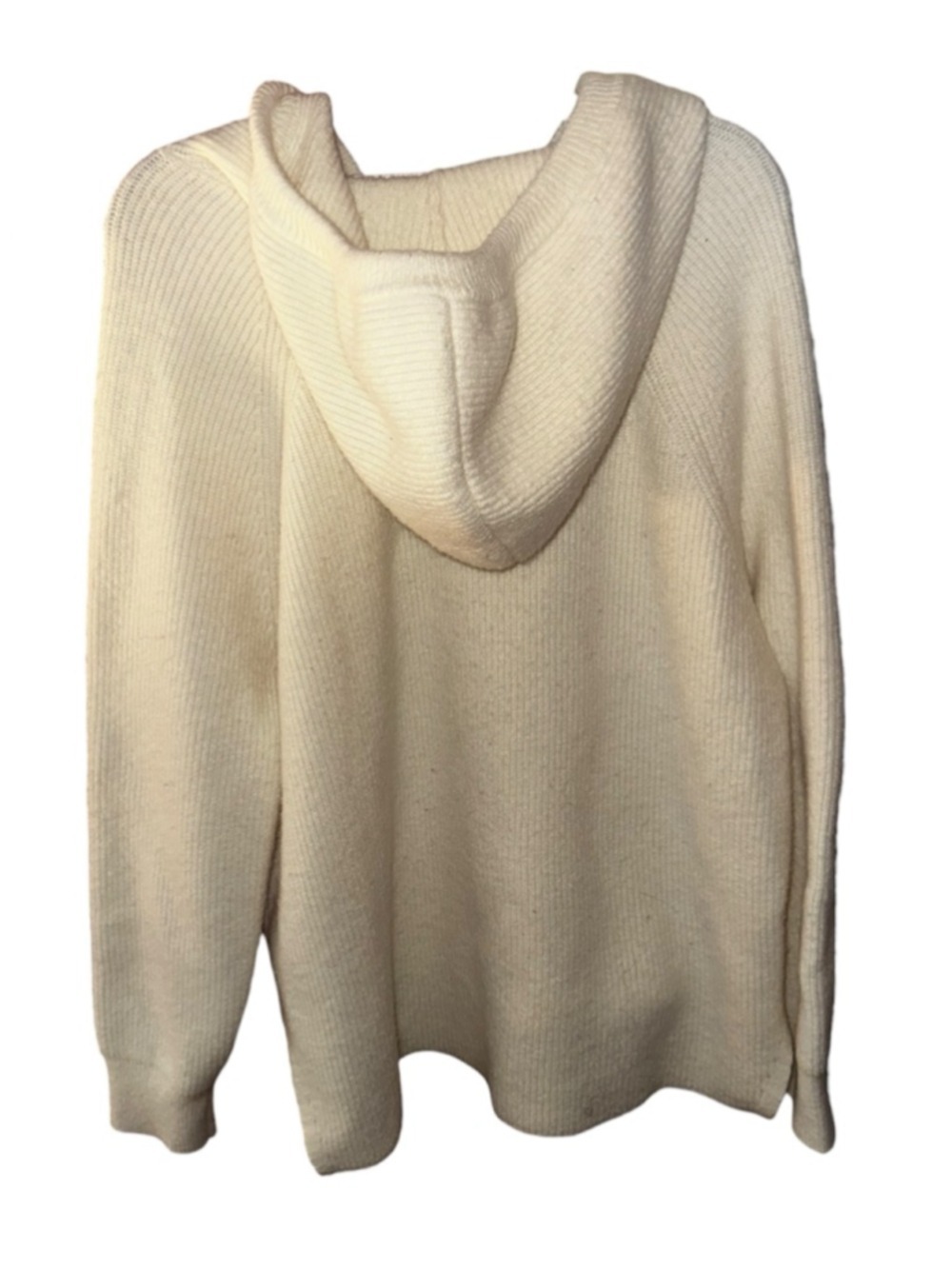 Cyrus Cream Hooded Sweater Women's Large Ribbed Knit Pullover Soft Cozy Neutral - Picture 6 of 11